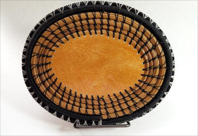 CLICK TO ENLARGE - TRAY CENTER BACK - STAINED WOOD SET IN RESIN