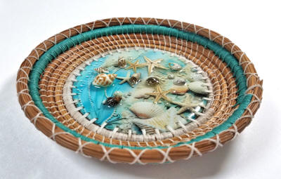 Starfish and Seashells Pine Needl Basket