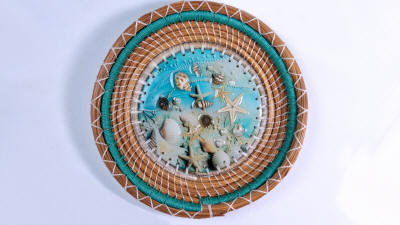 Pine Needle Basket with beach theme